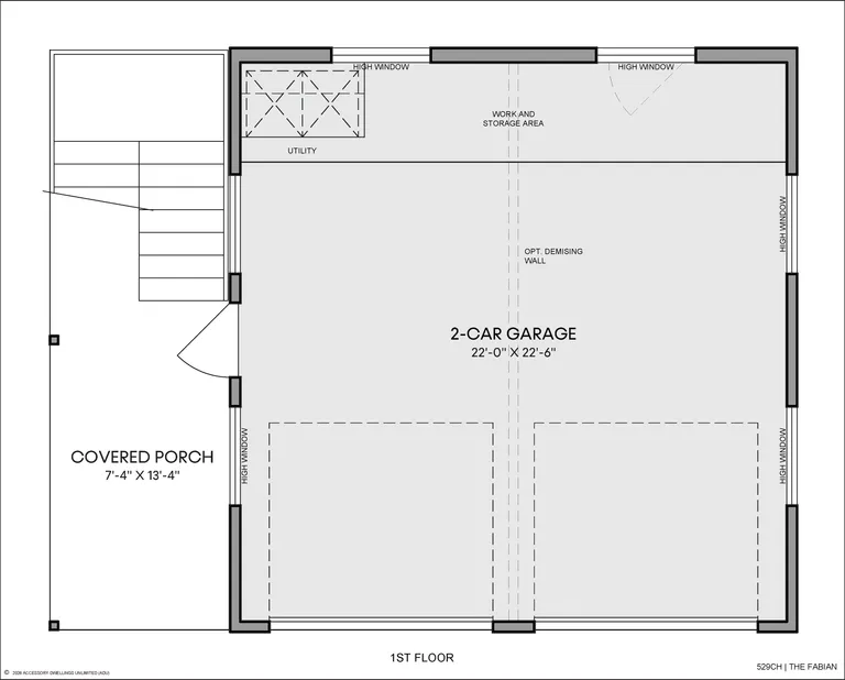 The Fabian floorplan, garage level